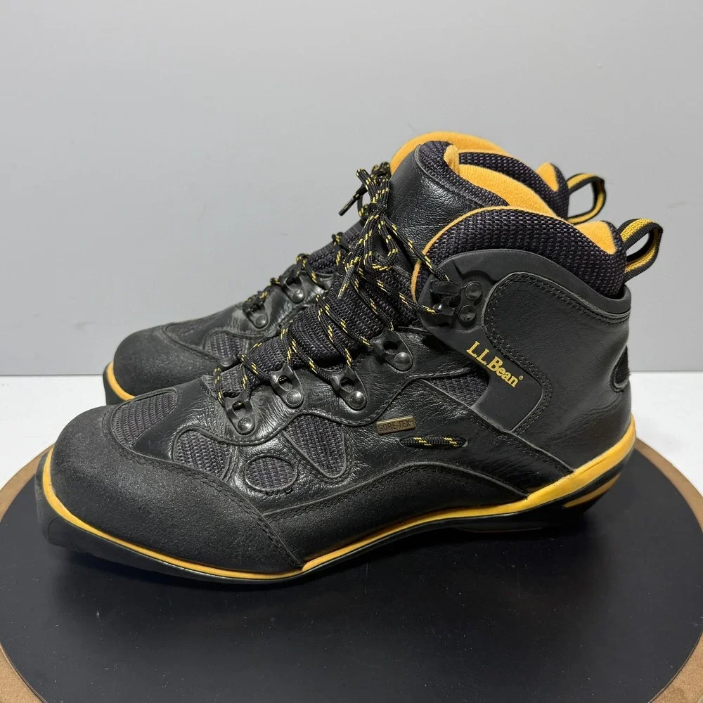 LL Bean Gore-Tex Ski Boots Men 9.5 SNS Profil‎ Black Yellow Cross Country Ski